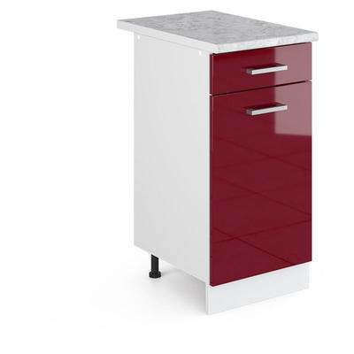 Küchenunterschrank R-Line, Bordeaux Hochglanz, 40 cm , ap Marmor Vicco Image