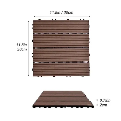 Wood Plastic Composite Deck Tiles Set of 20pcs, Composite Decking Resist Rust, Water, Weather,