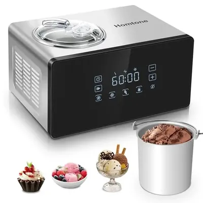 Automatic Ice Cream Maker Compressor 4 Modes Touch LCD 1.6 Quart Yogurt Cool Mix Soft Serve Hardness