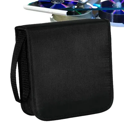 Portable CDs DVDs Case 40 Capacity Storage Bag Oxford Cloth Holder with Zipper for Home Car CDs Box