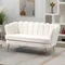 59” Small Modern Chenille Loveseat Sofa, 2-Seater Sofa with Gold Metal Legs, Small Couch with Flower