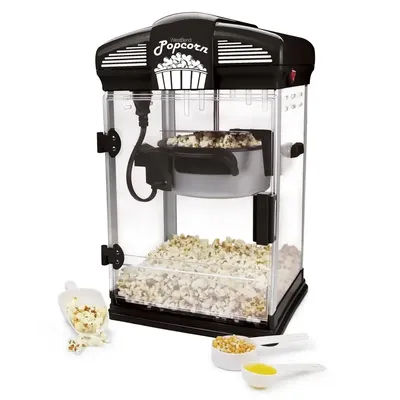 Nonstick Kettle Popcorn Maker with Measuring Cup and Scoop 4 Qt Theater Style Black Hot Oil Popping