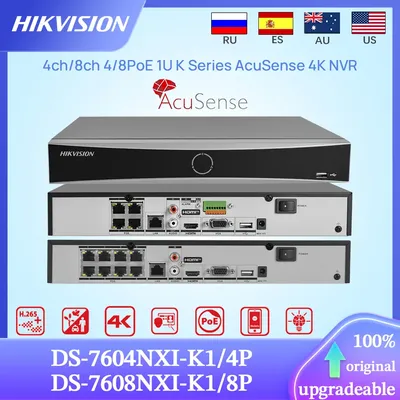 Hikvision Original 4K Network Video Recorder DS-7604NXI-K1/4P DS-7608NXI-K1/8P 4/8ch 4/8PoE 1U