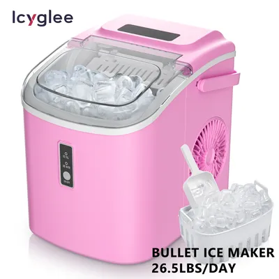 ICYGLEE 26.5lbs/Day Portable Ice Machine 9 Cubes in 6 Mins Ice Maker Machine Auto-Cleaning