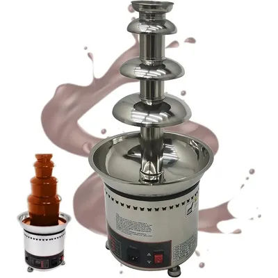 INTSUPERMAI 4-Tier Commercial Chocolate Fountain Fondue with Digital Controll, 6.6Ibs Capacity, Stainless Steel