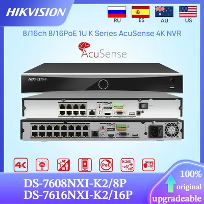 Hikvision Original 4K Network Video Recorder DS-7608NXI-K2/8P DS-7616NXI-K2/16P 8/16-ch 8/16PoE 1U