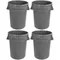 Grey Wastebasket 44 Gallon Heavy Duty Round Trash/Garbage Can Bin 4-pck Freight Free Household