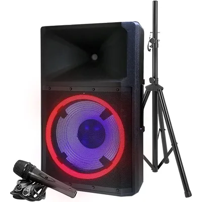 GSP-L2200PK Indoor 2200 Watt Peak Bi-Amped Wired AC Powered Bluetooth DJ Speaker with 15" Inch