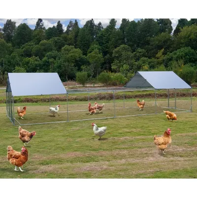 Large Metal Chicken Coop Walk-in Poultry Cage Hen Run House Habitat Cage Spire Shaped Cage with