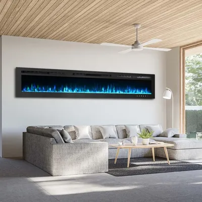 Recessed and Wall Mounted Fireplace Fire Place with Timer, Overheating Protection, Adjustable LED
