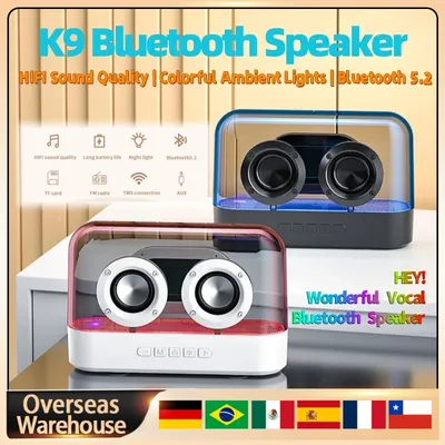 Lewinner K9 Bluetooth Wireless Speakers Transparent Portable Sounds Box High Quality AUX FM Radio