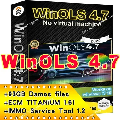 Newest Auto Repair Software Winols 4.7 software + 93gb Damos files + ECM TITANIUM 26100 + immo