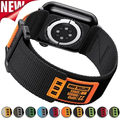 Sport Nylon Band for Apple Watch Ultra 2 49mm 46mm 42mm 45mm 44mm 41mm 40mm Loop Strap Iwatch Series