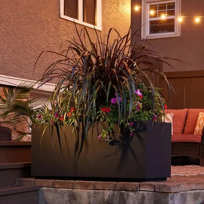 Tall Modern Outdoor/Indoor Rectangular Trough Planter, 46" L X 17" W X 19" H, Lightweight, Heavy