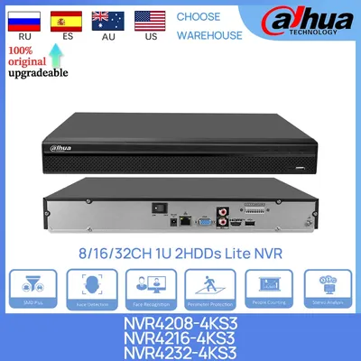 Dahua Original NVR NVR4208-4KS3 NVR4216-4KS3 NVR4232-4KS3 8CH/16CH/32CH 1U 2HDDs Lite AI Network