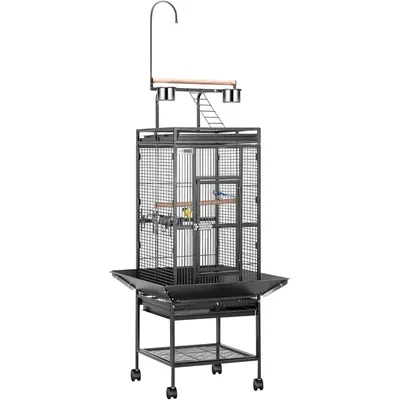 72 Inch Wrought Iron Large Bird Cage with Play Top and Stand for Parrots Lovebird Cockatiel