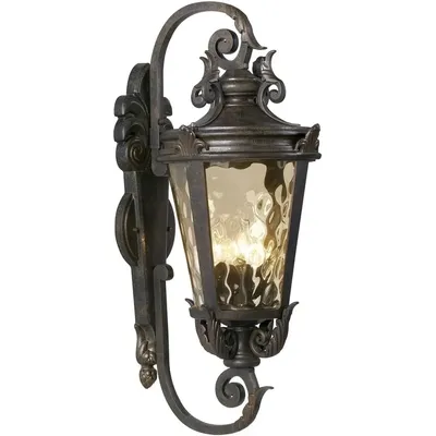 Rustic Industrial Outdoor Wall Light Fixture Warm Bronze Scroll 27 1/2