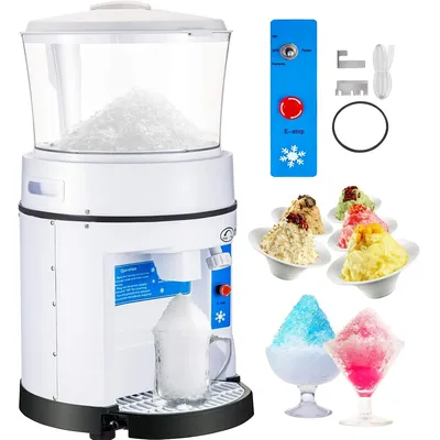 110V Commercial Ice Shaver Crusher 1100LBS/H with 17.6 LBS Hopper, 650W Tabletop Electric Snow Cone