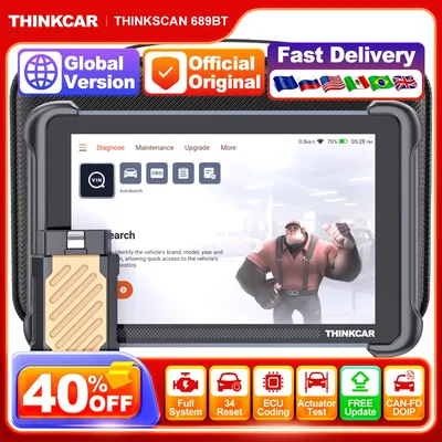 THINKSCAN 689BT Lifetime Free Auto Scanner Profession Full System 34 Reset ECU Coding Bidirectional OBD2 Car Diagnostics Tools
