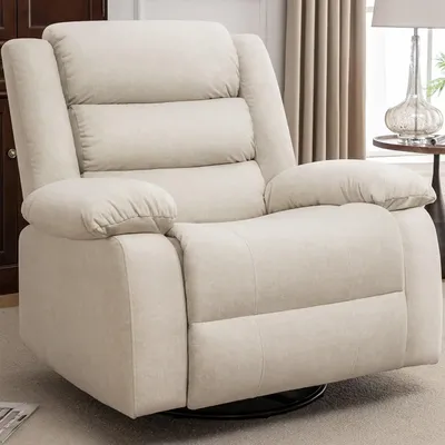 Recliner Chair, Wide Rocker Chair, Rocking Chair Oversized Recliner for Adults, Cashmere Reclining Sofa for Living Room, Beige