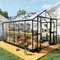 8x12x7.5 FT Polycarbonate Greenhouse, Double Swing Doors 4 Vents 5.2FT Added Wall Height, Greenhouse