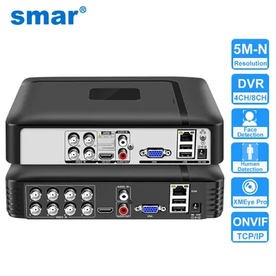 Smar H.265 4CH/8CH CCTV DVR 5M-N 5 in 1 AHD CVI TVI CVBS IP Camera Hybrid Digital Video Recorder Home Security System Onvif NVR