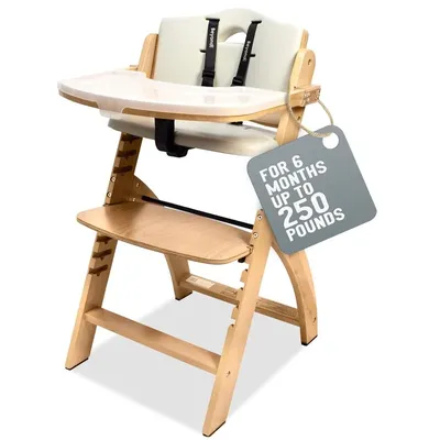 Abiie Beyond Junior Wooden High Chair with Tray - Convertible Baby Highchair - Adjustable High Chair