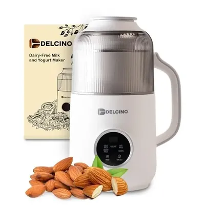 Plant-Based Milk & Yogurt Maker Machine Homemade Oat Soy Almond 27 oz 2-in-1 Auto Clean & Strainer