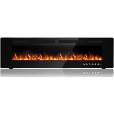 72 Inch Ultra-thin Silent Linear Electric Fireplace, Embedded Wall Mounted Fireplace, 12 Adjustable