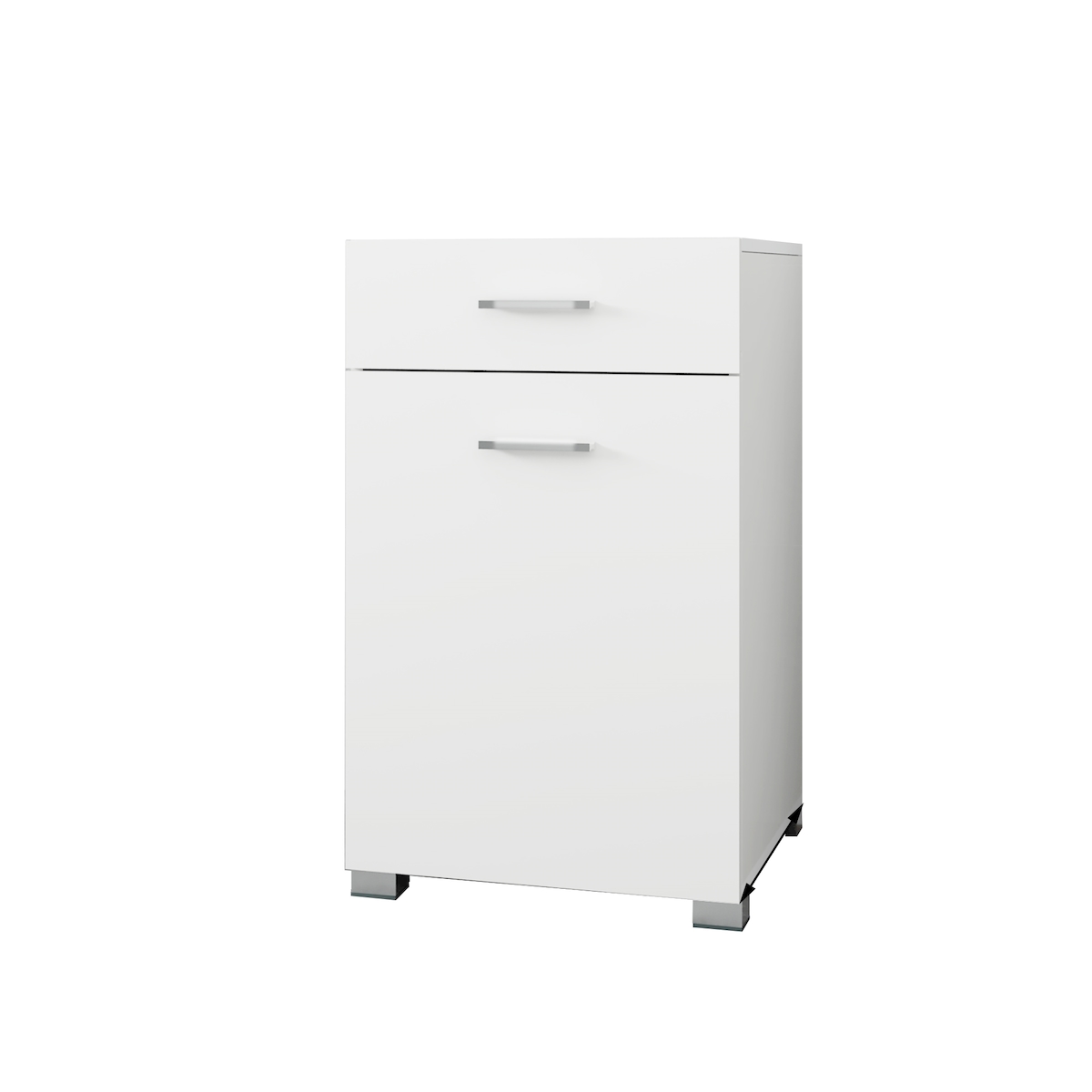 ML-Design Wäscheschrank Weiß – 50x78,5x45 cm, Wäschetruhe mit ausklappbarem Wäschesack & Schublade, MDF-Holz, Wäschesammler mit Stauraum, Badschrank Image