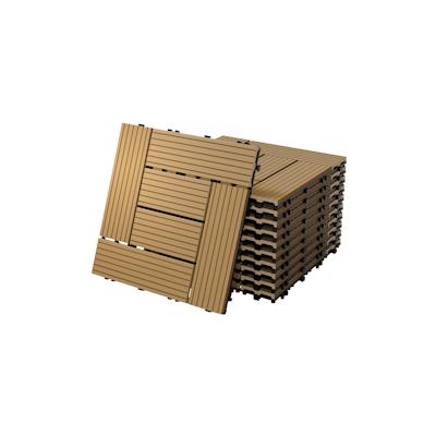 ECD Germany 11x WPC Terrassenfliesen Balkonfliese Klickfliese Fliese Mosaik 30x30cm Teak 1m² Image