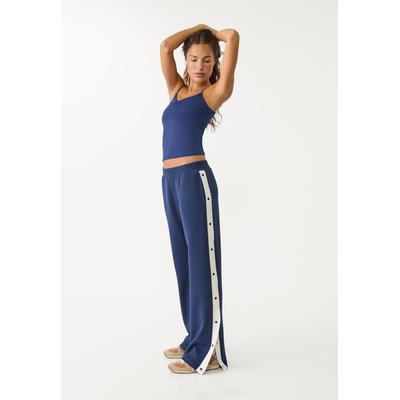 Stradivarius Soft trousers with side buttons Navy blue XL