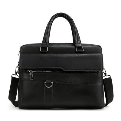 TEMU Men' Business Briefcase - Leather, Adjustable Strap, Laptop & Tablet Compatible