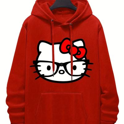 TEMU [ Authorized] Hoodie Hello Kitty My Melody Kuromi Cinnamoroll Hoodie Women's Sweatshirt Cartoon Hooded Sweatshirt 550g Q3-19