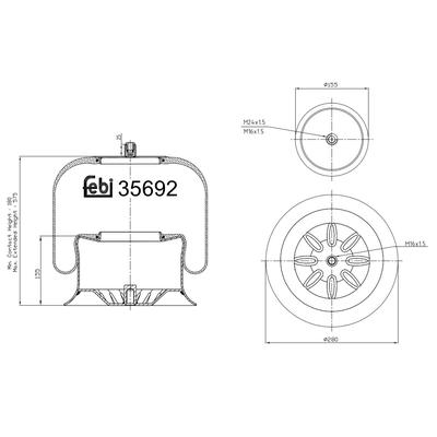 FEBI BILSTEIN Universal vorne rechts links mit Kolben 155mm für MERCEDES-BENZ 9423200117 A9423200117 35692