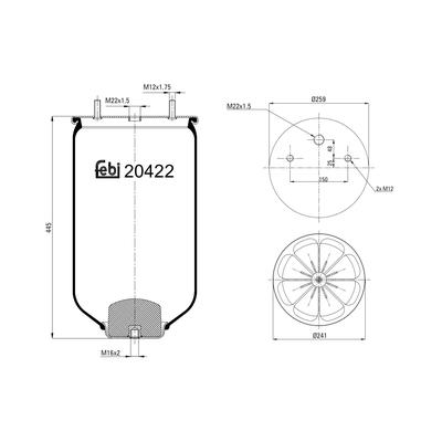 FEBI BILSTEIN Universal ohne Kolben 119mm für SAF 4284300600 3229002900 3229002900S1 20422