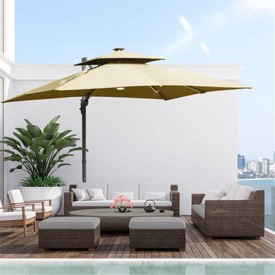 Ruffled Outdoor Patio Umbrella with 45-Degree Tilt for Sun Protection & Wind Stability - 117.25" L x 97.75" W x 104.25" H