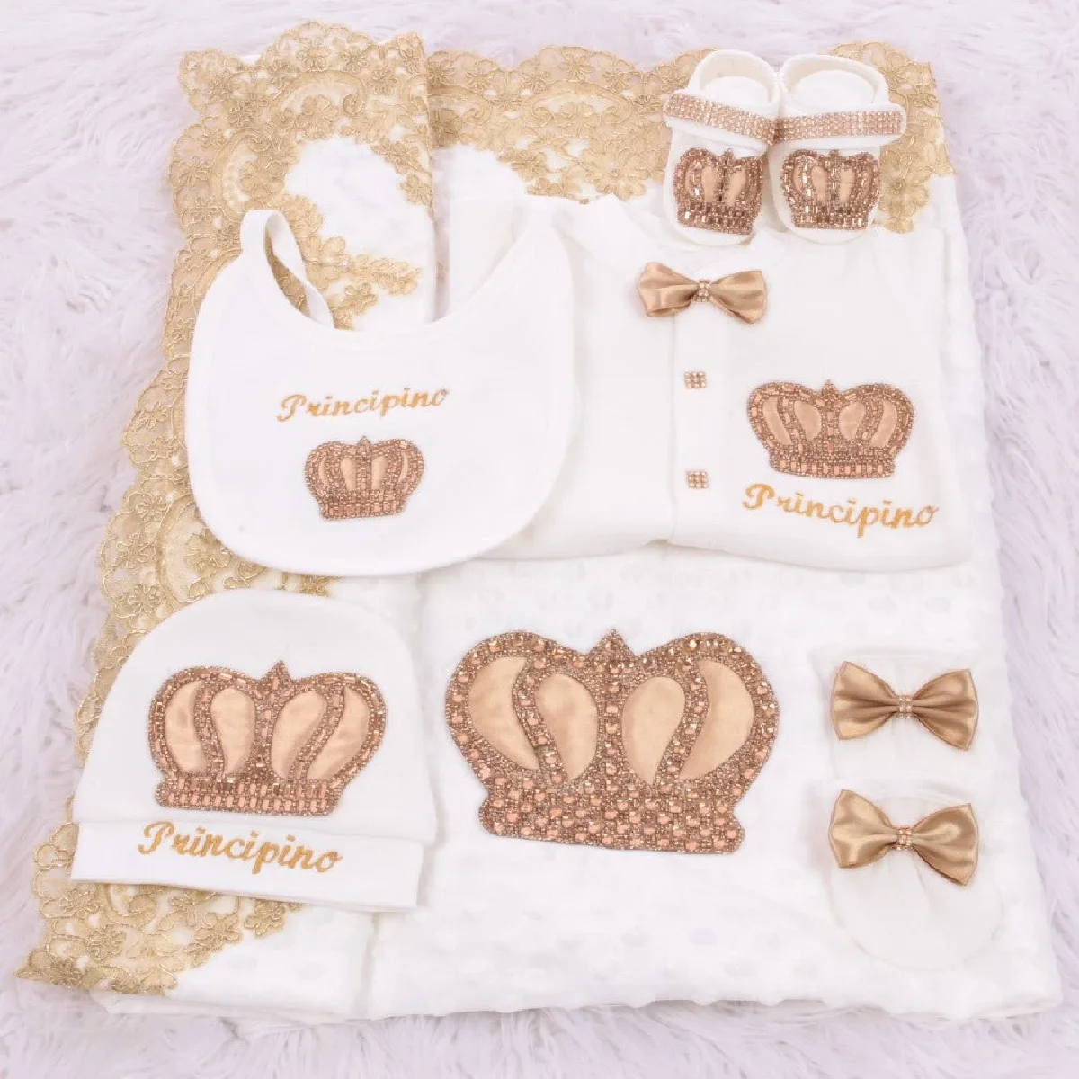 Dollbling Stickerei Name Parajam Royal UK Baby-Geschenkset Baumwolle Neugeborenen-Bettwäsche-Set Empfangsdecke Fotografie-Outfit Image