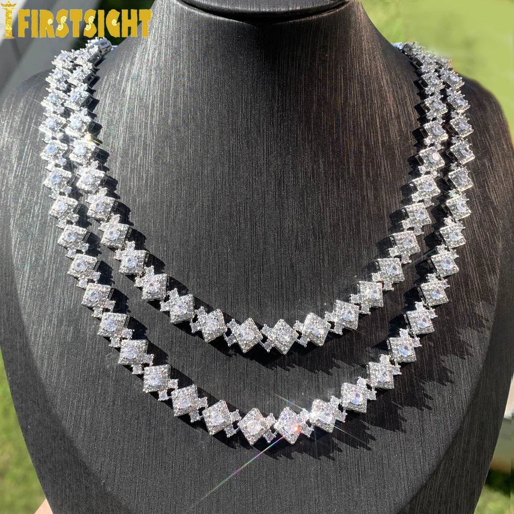 2024 neue vereiste bling cz Charm Halskette Silber Farbe Zirkonia Tennis Kette für Frauen Männer Hip Hop Schmuck
