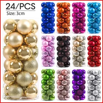 24pcs 3cm Christmas Balls Christmas Tree Ornaments Ball Xmas Hanging Tree Pendants Home Party Christmas Tree New Year Decor Gift