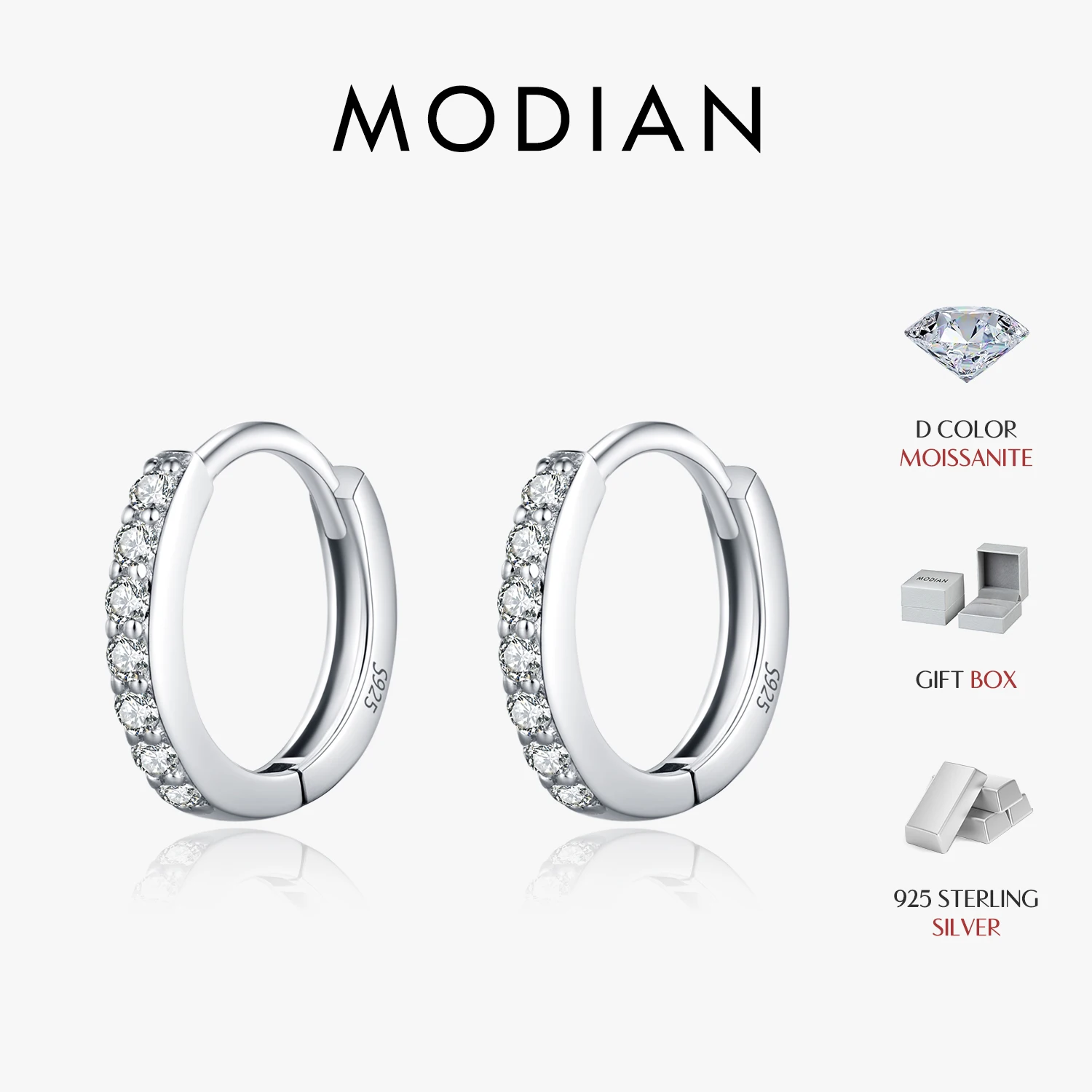 MODIAN D Colore Scintillante Moissanite Orecchini In Argento Sterling 925 Classico Brillante Cerchio Orecchini A Cerchio Per Le Donne Gioielleria Raffinata