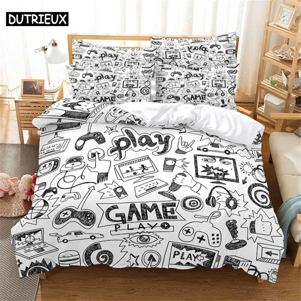 Gamer ensemble de literie reine literie housse de couette ensemble de literie housse de lit coton reine chambre ensemble de couverture de lit ensemble de literie