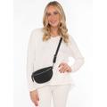 Umhängetasche ZWILLINGSHERZ "Crossbody Bag Leder", Damen, schwarz, Rindsleder, unifarben, glänzend, Taschen, Umhängetasche mit Reißverschluss