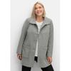 Langjacke SHEEGO "Große Größen", Damen, Gr. 44, grau (steingrau meliert), Obermaterial: 100% Polyester;Futter: 100% Polyester, unifarben, casual, figurumspielend lang, Langarm, Jacken, in Woll-Optik, mit abgerundeten Seitenschlitzen
