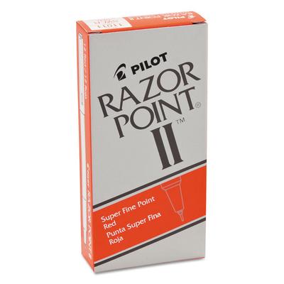 Pilot Razor Point II Super Fine Line Porous Point Pen, Stick, Ultra-Fine 0.2 mm, Red Ink, Red Barrel, Dozen (PIL11011) 1 Dozen Pilot® Calligraphy & Il