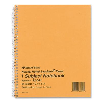National Single-Subject Wirebound Notebooks, Narrow Rule, Brown Paperboard Cover, (80) 8.25 x 6.88 Sheets (RED33004) Each National® General Purpose No