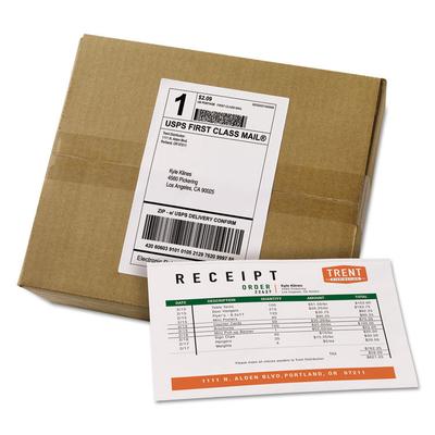 Avery Shipping Labels with Paper Receipt Bulk Pack, Inkjet/Laser Printers, 5.06 x 7.63, White, 100/Box (AVE27900) Box of 100 Avery®
