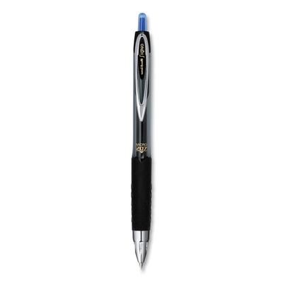 uniball Signo 207 Gel Pen, Retractable, Fine 0.5 mm, Blue Ink, Smoke/Black/Blue Barrel, Dozen (UBC61256) 1 Dozen uniball® Pens