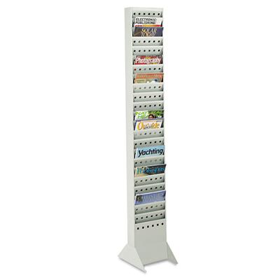 Safco Steel Magazine Rack, 23 Compartments, 10w x 4d x 65.5h, Gray (SAF4322GR) Each Safco® Literature Racks & Displays