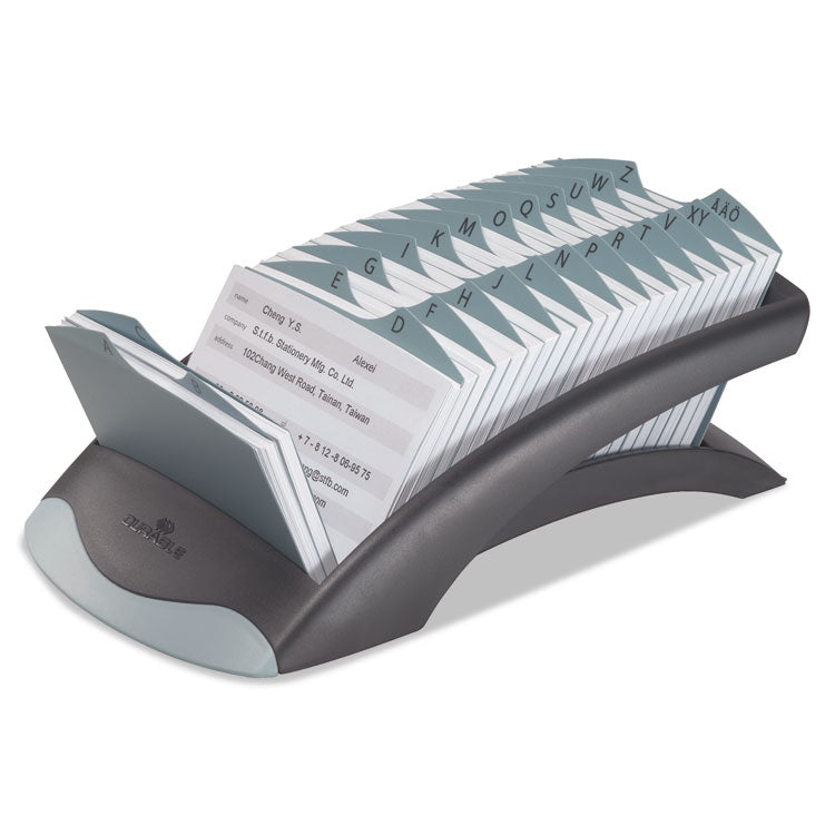 Durable TELINDEX Desk Address Card File, Holds 500 2.88 x 4.13 Cards, 5.13 x 9.31 x 3.56, Plastic, Graphite/Black (DBL241201) Each Durable® Card Hold